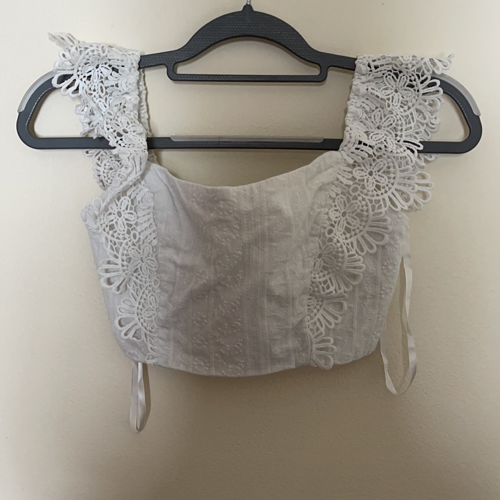 Here comes the sun white ruffle crop top